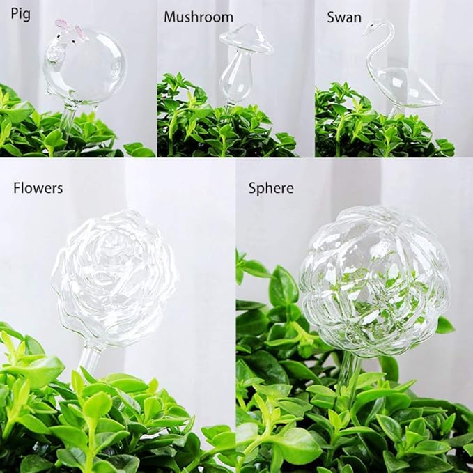 Ochine Plant Waterer Self Watering Globes Self Water Bulbs Devices Automatic Plant Watering Tool Decorative Hand Blown Clear Glass Plant Watering System for Indoor Outdoor Plant