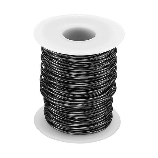 HARFINGTON Bonsai Wire Anodized Aluminum Training Wire Roll 1.5mm/15 Gauge 98ft Length Bendable Bonsai Tree Wire for Garden, Horticulture, Landscape, Planting, Black