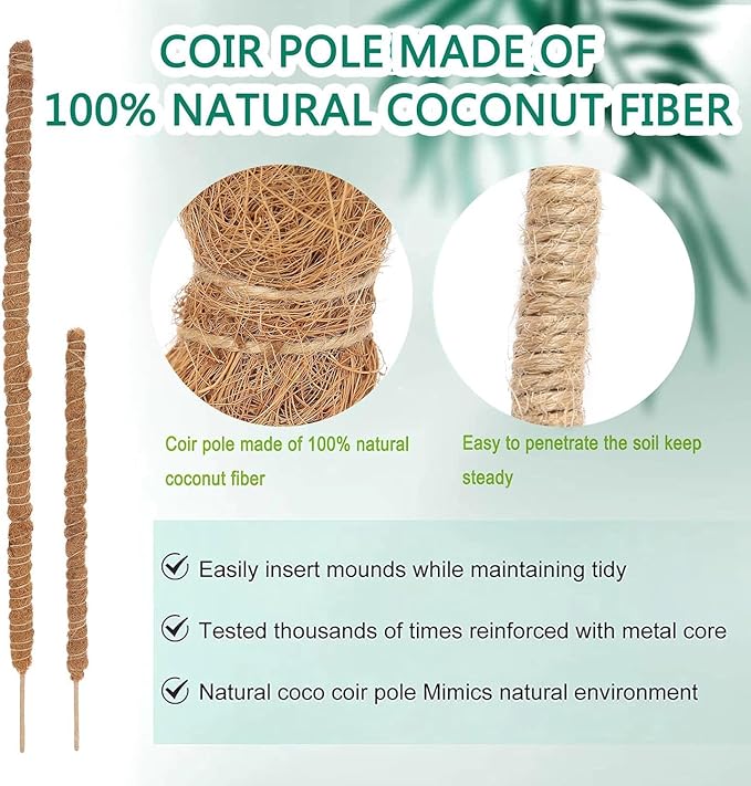 2 Pack 29'' Bendable Moss Pole Monstera Plant Support for Climbing Indoor Plants - Stakes for Potted Climbers (2)