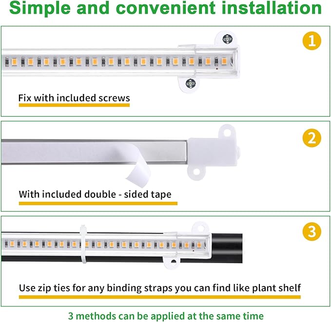 RWNTAO LED Plant Growing Lamp Strips, Full Spectrum 3500K Grow Light for Indoor Plants with 3/9/12H Timer and 10 Dimmable Levels for Green House Hydroponics Succulent, 4 Head 13 Inches