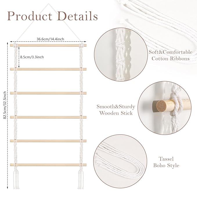 SNOWSTAR Macrame Hair Claw Clip Organizer,Hanging Hair Clip Holder and Storage for Women Girls,Claw Clip Hanger Home Decor for Wall,Door,Closet