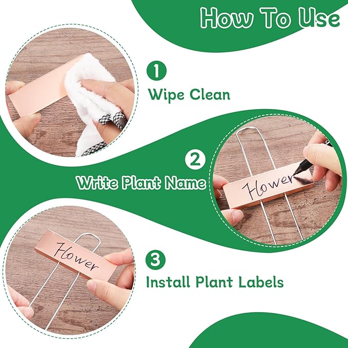WSICSE 50-Pack Metal Garden Plant Labels, 10.6" Waterproof Garden Markers with Pen Reusable Nursery Tags for Vegetables Flower Seed Greenhouse