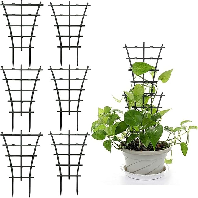 4 Pack Plant Stakes for Indoor Plants, 10 Inch Sturdy Small Heavy Duty Small Plant Trellis,Plastic Stackable Rustproof Indoor Trellis for Vine Flower Houseplant Rose Ivy Monstera Hoya