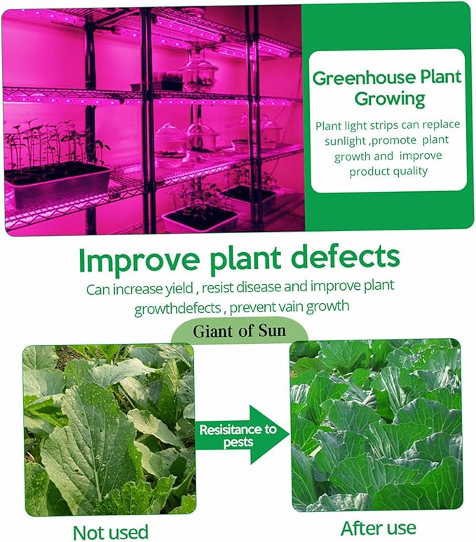 Yeory Solar Powered Grow Lights, 16.4ft Plant Light Strip with Solar Panel Full Spectrum Grow Lights, Heat Lamp for Outdoor Indoor Garden Greenhouse Supplies