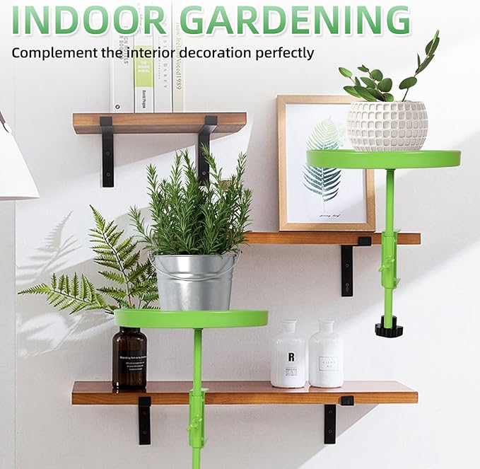 AQQHSAIN 2 Pcs Windowsill Clamp Tray Adjustable Metal Window Plant Shelves Stand Holder 7.9inch Window Planter Floating Shelves Windowsill Extension Tray for Indoor Plants Home Display Decor (Green)