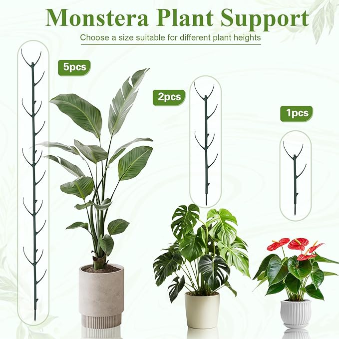 21PCS Stackable Monstera Plant Support Stakes for Indoor & Outdoor Plants, Includes Clips, Tags, Suitable for Supporting Monstera and Climbing Plants,for Vine Climbing and Stem Stabilization