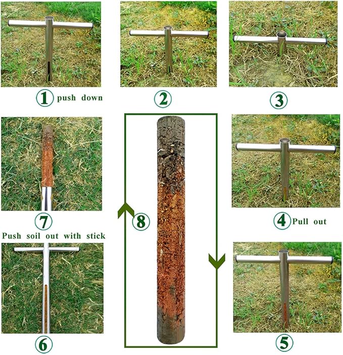 Sukiise Soil Sample Probe 12 Inch with T Handle, Soil Sampler Tool, Soil Test Kit, Soil Probe for Soil Sampling Plant Care Lawn Garden Farm