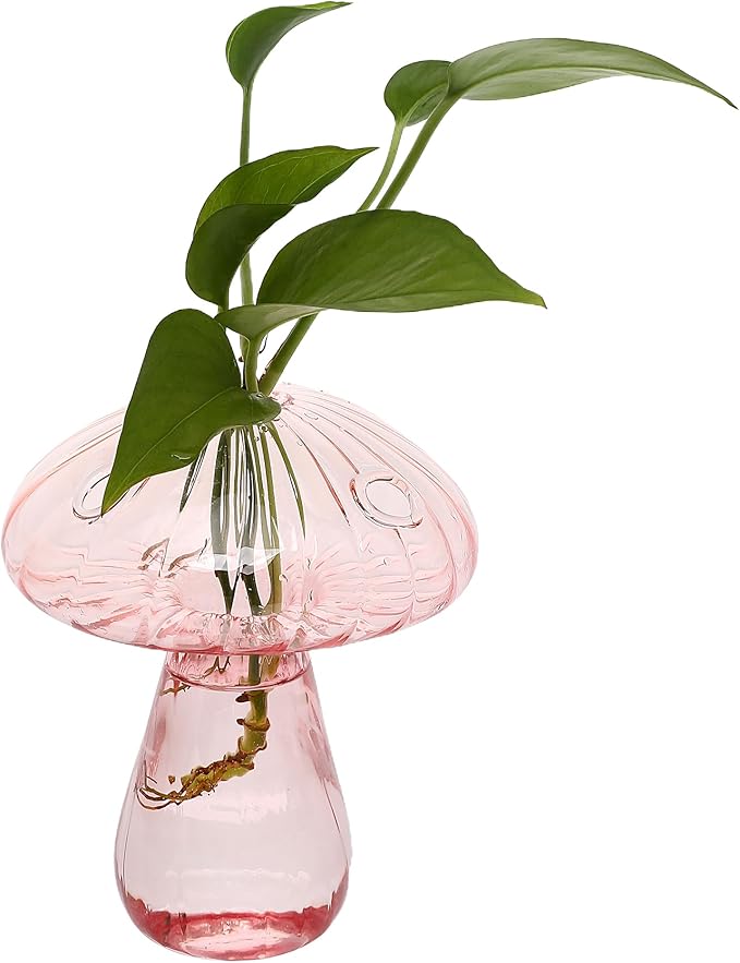 Mushroom Glass Vase Propagation Stations Flower Vases Home Decor Mushroom Planter Cute Vases Garden Decoration Set of 2