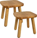 YEXEXINM 2 Pack Small Wooden Step Stools 9 Inch, Non-Slip One Step Stool Holds 300 lbs, Sturdy Bathroom Stool Plant Stand Square Footstool for Bedroom, Bathroom, Nursery, Easy Assembly