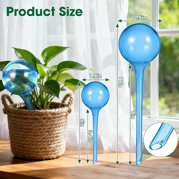 VZZNN 20 Pack Hard Plastic Plant Watering Globes (Blue) - Transparent Self Watering Globes for Indoor & Outdoor Potted Plants, Vacation Plant Care, Water Conservation Device