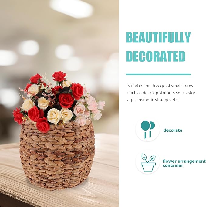 Healeved Seagrass Plant Basket Indoor Planter Basket Sundries Storage Woven Seagrass Wicker Planter Flower Pot 7.9in