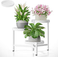 3 Tiered Tall Plant Stand Indoor Outdoor, Metral Flodable Plant Stand for Corner Display Rack Shelf, Multi-Tier Folding Planter Pot Holder Flower Stand for Living Room Balcony Garden Patio - WhiteFloroma