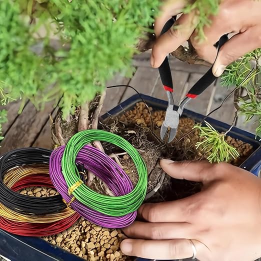 Bonsai Wire for Bonzai Trees,1.5mm x 10m/roll Aluminum Bonsai-Training Wires with Hand Plier Cutter,Adjustable Easy to Bend Anodized-Wires for Bonsai-Tree Training DIY Tools(5roll)