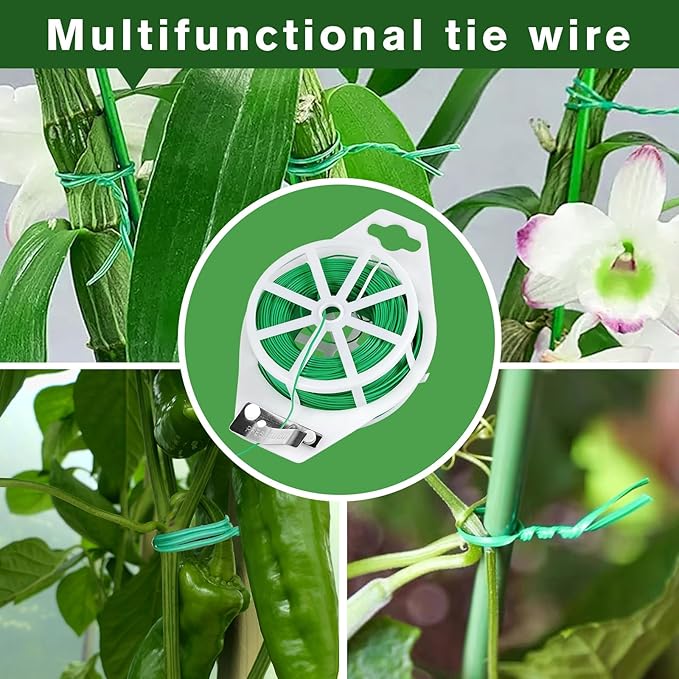 328FT Garden Twist Tie Wire – with Built-in Cutter, Rustproof Flexible Binding Wire for Plants, Tomatoes, Vines – Multi-Purpose for Garden, Home, and Office Organization