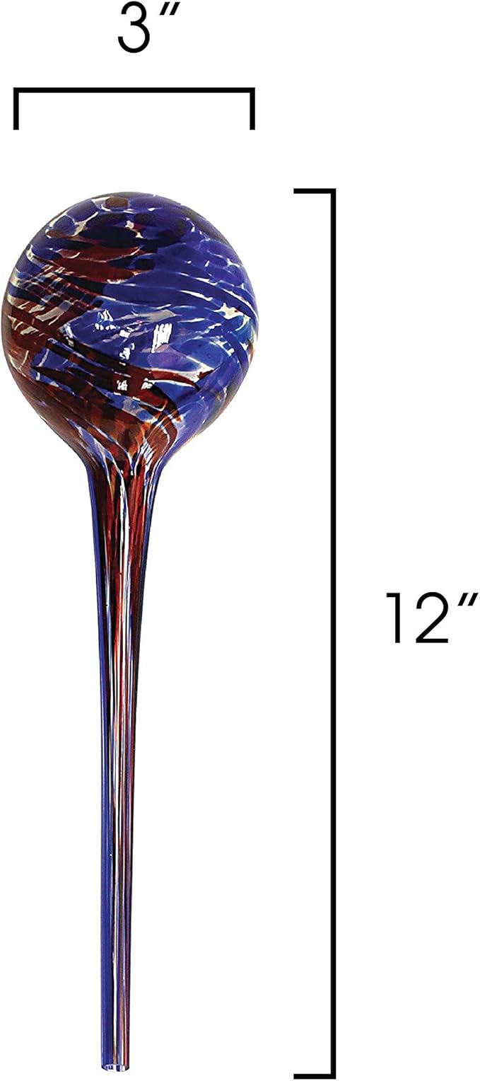 Maxam Wyndham House, 4 piece Watering Globe Set, Colorful Hand-Blown Glass Plant Watering System