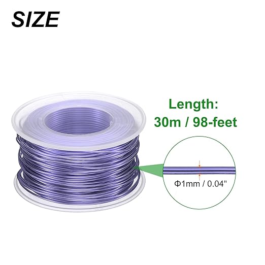 HARFINGTON Bonsai Wire Anodized Aluminum Training Wire Roll 1mm/18 Gauge 98ft Length Bendable Bonsai Tree Wire for Garden, Horticulture, Landscape, Planting, Purple
