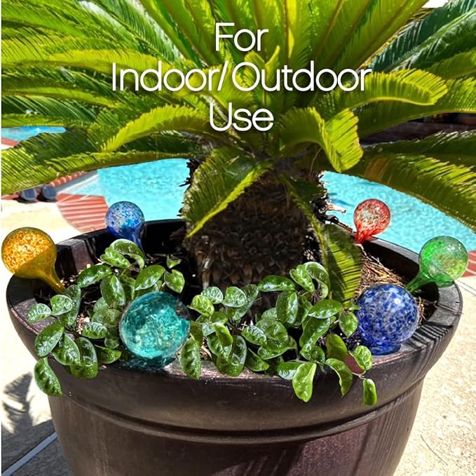 Trenton Gifts Plant Watering Globes - 6-Pack Self Watering Bulbs for Indoor and Outdoor Plants - Hand-Blown Decorative Glass Water Globes - 6" L x 2.5" D - 150ml