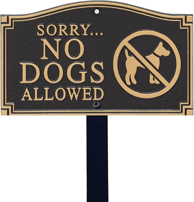 SmartSign “Sorry... No Dogs Allowed” GardenBoss Statement Plaque | 5.75" x 9.5" Aluminum Plaque with 18" Black Lawn Stake, Made in USA