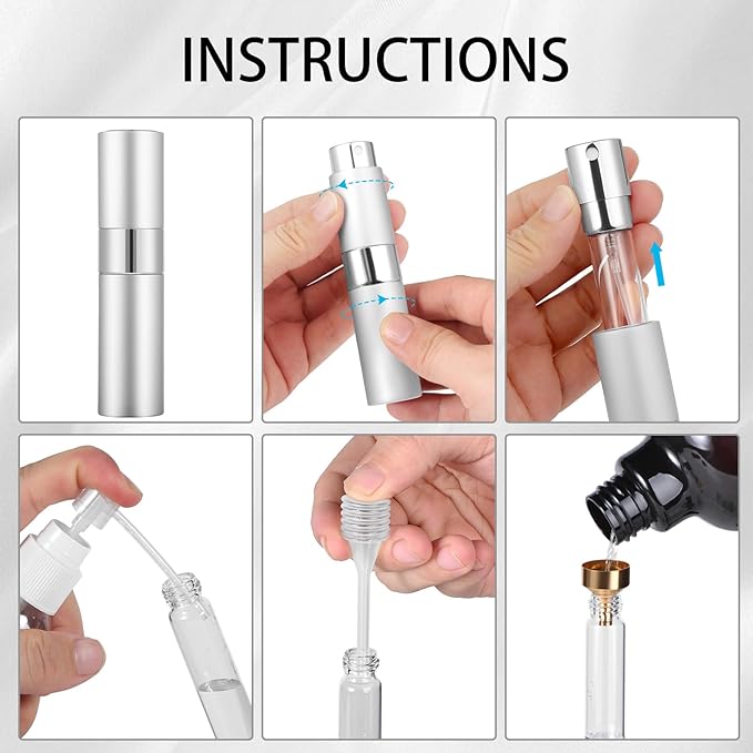 Perfume Travel Refillable Atomizer 8ML (3PCS) - Empty Cologne Spray Bottle, Portable & Leakproof Sprayer for Travel (Blue, golden, Silver)