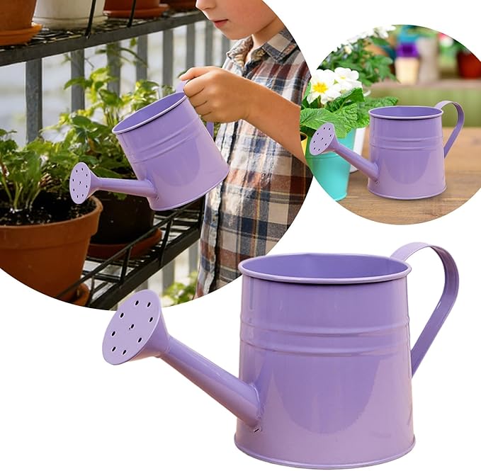 1.6L Watering Can for Indoor Outdoor Plants, Modern Small Watering Cans, Metal Flower Watering Can, Long Spout Watering Can-Colorful Plant Waterer for Indoor Bonsai Plants Garden Flowers (Purple)