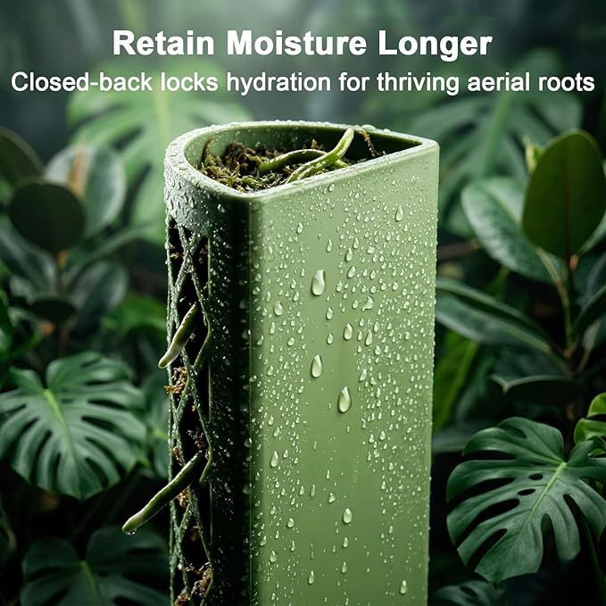 Moss Pole Monstera Plant Support - 42.5" Stackable D-Shape Stakes for Indoor Plants - No-Rot Plastic Sticks & Tall Trellis for Pothos Climbing Vines Houseplant