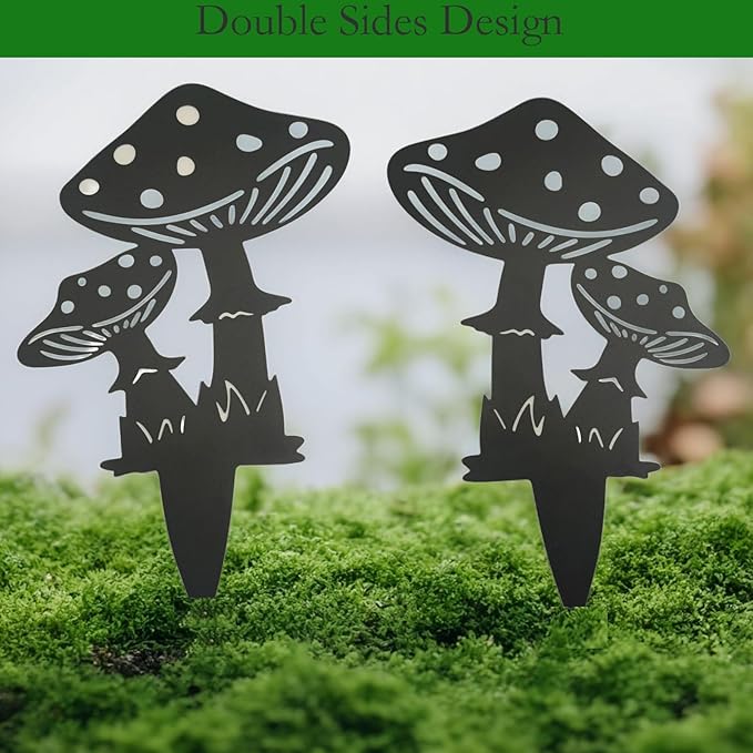 Decorative Garden Stakes， Fairy Garden Stakes, Butterfly Fairy Stakes for Weather Resistant Black Metal Outdoor Decorative Art for Women Gift (Matte Black, 9P-C)