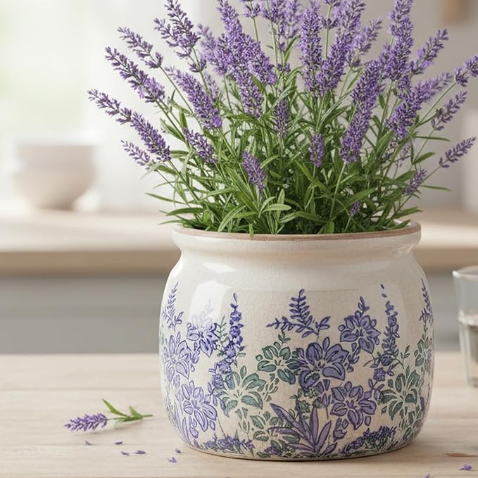Xiaan Jiaju Pots for Plants, Ceramic Planters for Indoor/Outdoor Plants, 6.29'' Plant Pots Indoor with Drainage, Vase & Planters, Vintage Rustic Pots for Indoor Plant, House & Home Decor, Vintage Blue
