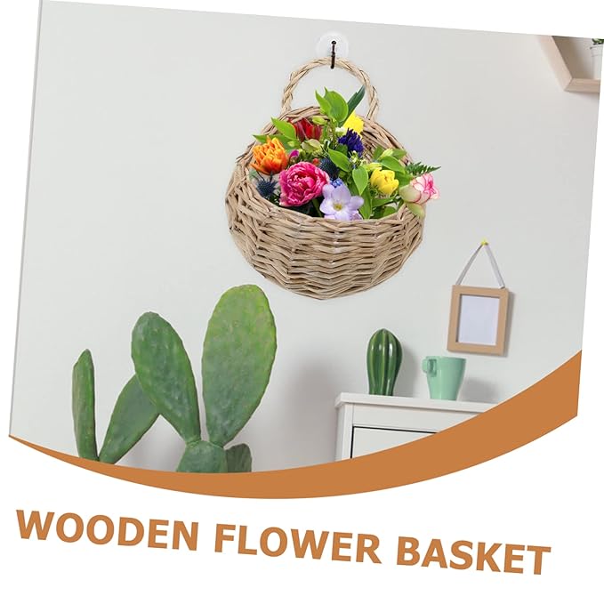 2Pcs Woven Hanging Basket Set Decorative Wall Hanging Planters for Home and Garden Vintage Style Storage Baskets Rustic Design