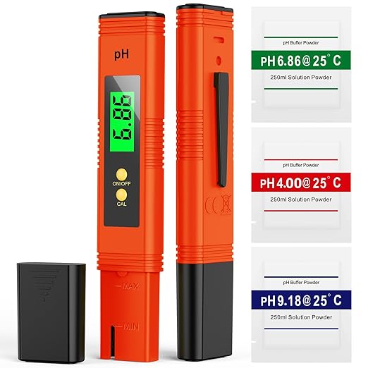 2025 All-New pH Meter for Water - High Accuracy Digital pH Tester (0.01 Precision) with UL Certification and 3 pH Calibration Powders - Ideal for Home Water, Hydroponics, Aquariums, Pools, and More