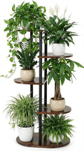 Tiered Plant Stand Indoor, Tall 5 Tier 6 Potted Wooden Plant Shelf for Multiple Flower Plants, Multi Corner Metal Plant Holder Indoor for Patio Garden Patent Design Living Room Balcony Bedroom, Rustic Brown
