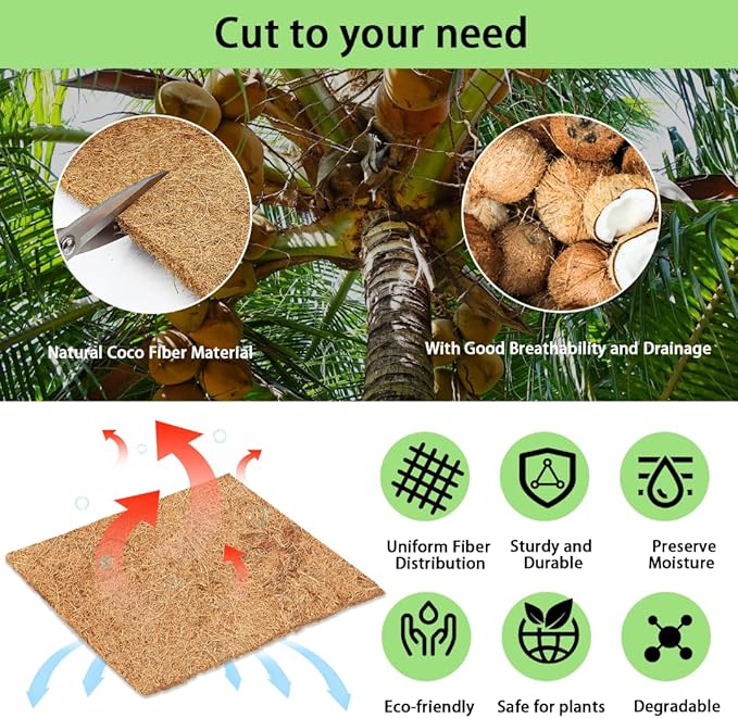 Thick Coco Fiber Liner Roll,120x12.1inch Natural Coconut Liners for Planter Box Flower Basket, Coco Coir Sheets Coconut Fiber Mat,Garden Decoration, DIY Moss Pole,Animal Pet Pad, Reptile Carpet