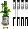 Small Moss Pole for Monstera - Stackable & Refillable Plastic Moss Poles for Climbing Plants with Large Mesh Design (4Pack-Black-Small)