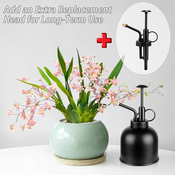 Metal Stainless Plant Misters for Inside,Succulent Watering Bottle With Top Pump, Small Plant Sprayer Mister Watering Can for Indoor Outdoor House Plant,Black Plant Spray Bottle (A-Black)