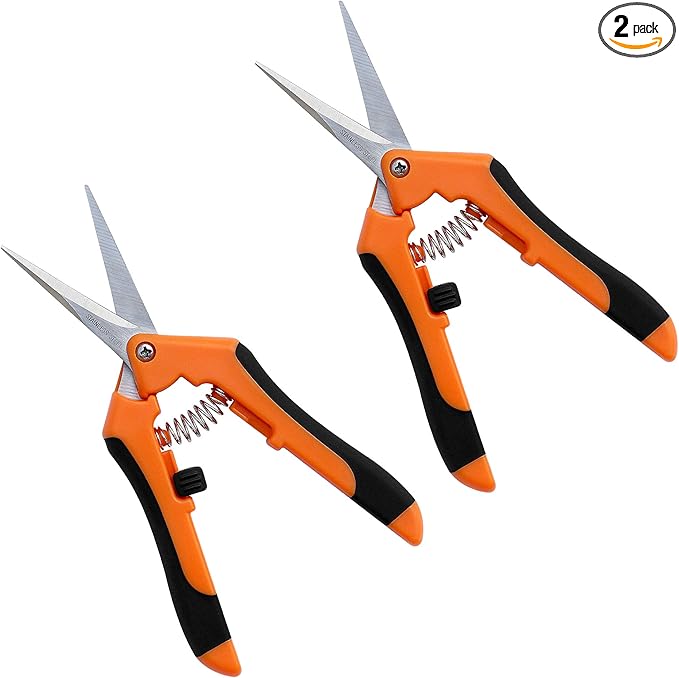 Gardzen 2-Pack 6.5'' Hand Pruner Pruning Shear, Functional Garden Scissors Cutter with Straight for Tackle Stems and Light Tree Branches