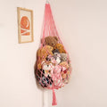 Amdermi Stuffed Animal Net or Hammock Corner Hanging Net for Stuffy Animal Storage Macrame Toy Display Plush Toy Holder Wall Pet Net for Nursery Kid Bedroom Decor Playroom Organizer (Pink)