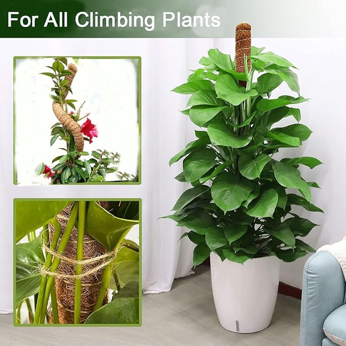 Moss Pole, 31.5" Bendable Moss Pole for Plants Monstera, Tall Moss Poles for Climbing Plants Indoor DIY, Coir Plant Pole Sticks Support Stakes for Potted Plants, Pothos, Philodendron,2 Pack