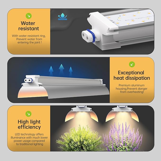 1.4FT Hanging Grow Light for Indoor Plants, Full Spectrum with 660nm Red LED, T5 2020T Light Fixture, 36W(2×18W) Grow Lamp with Reflectors for Seedling Tray, 2-Pack