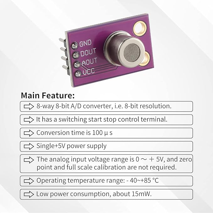MS1100 Gas Sensor, VOCs Sensor for Air Quality, Carbon Dioxide Formaldehyde Monitoring TVOC CO2 Gas Sensor Module, Sensor Arduino I2C