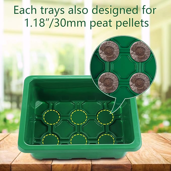 UWIOFF Seed Starter Tray, 12-Pack 144 Cells Seedling Starter Trays, Humidity Adjustable Seed Tray Kit with Dome and Base Greenhouse Grow Trays Mini Propagator for Seeds Growing Starting