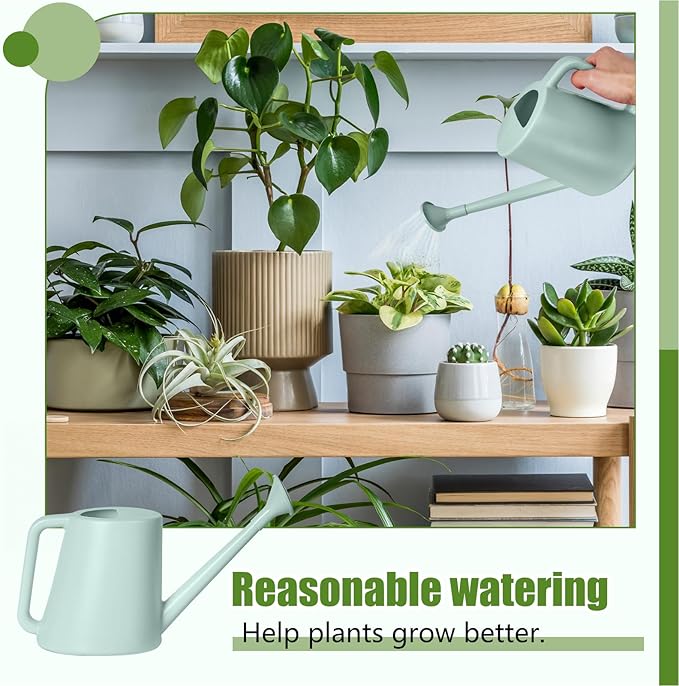 ZXJ Grip Plant Watering Can - for Indoor and Outdoor Home Garden Plants - with Long Spout - Light Green - 1/2 Gallon