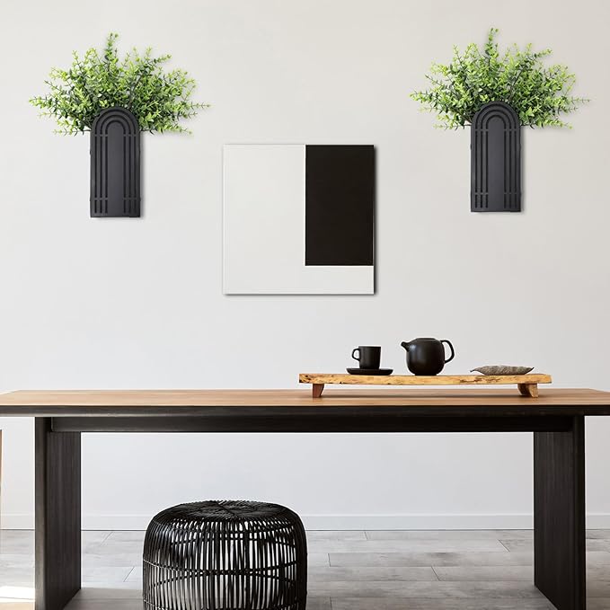 OYEFLY 2 Pcs Metal Wall Planter (Black)
