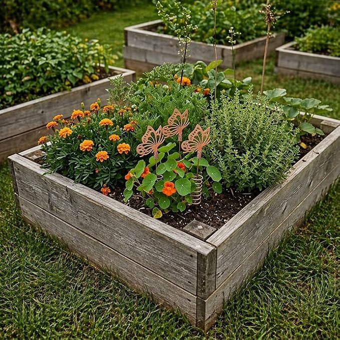 Decorative Garden Stakes for Plants – Butterfly Copper Garden Stakes (3-Pack) – Unique Garden Decor Gift for Gardeners, Outdoor Gardens, Raised Beds & Indoor Plants – Electroculture Plant Stakes