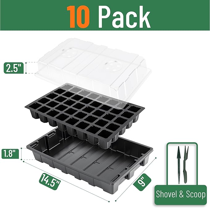 Mr. Pen- Seed Starter Tray Kits, 10 Pack, Total 400 Cells, Durable Plant Germination Trays with Humidity Vented Domes and Bases, Ideal for Seed Starting, Indoor Gardening and Greenhouse