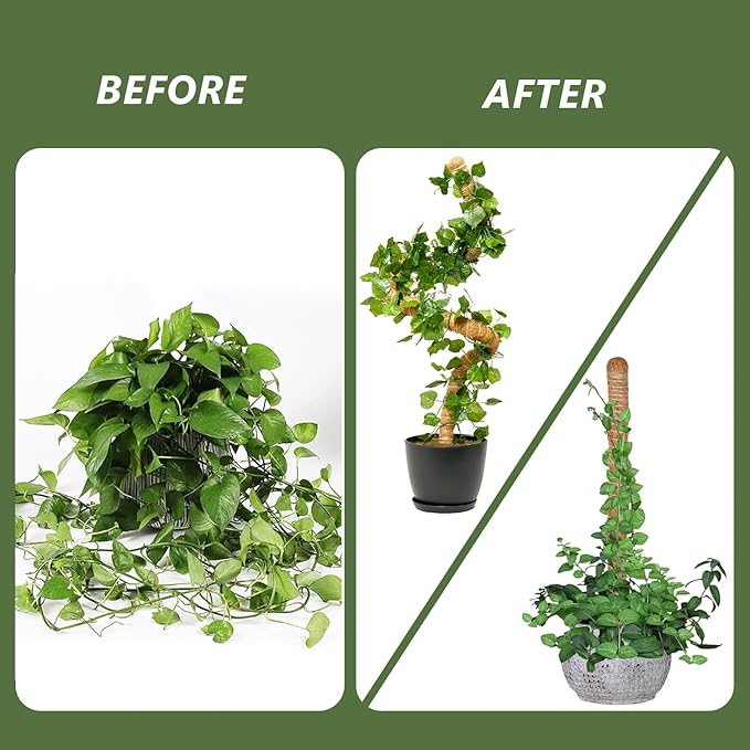 MAFONE Moss Pole Monstera Plant Support, 2 Pack 28” Bendable Moss Pole Monstera Plant Support for Climbing Plants Indoor, Handmade Coco Coir Plant Pole Sticks Support Stakes for Potted Plants