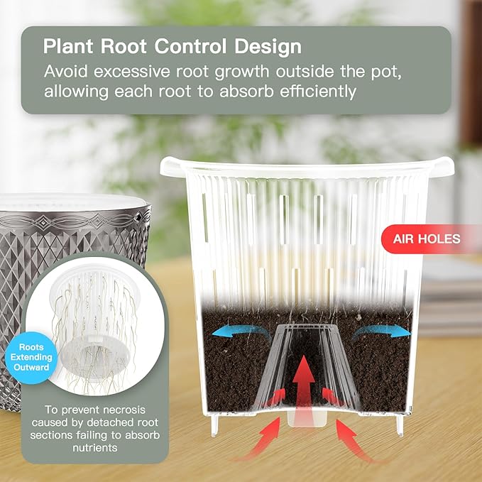 QCQHDU Hanging Planters for Indoor Plants, 2-Pack 7.2 Inch Self Watering Hanging Pots, Plastic Plant Hanger with Drainage Holes and 3 Hooks Chains for Garden Home (Gray)