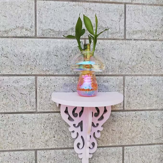 Wall Hanging Mushroom Vase, Small Plant Propagation Station Mushroom Glass Planter Terrarium Indoor Hydroponic Flower Holder for Elegant Home Decor Thanksgiving Gifts, Colorful, 2 PCS