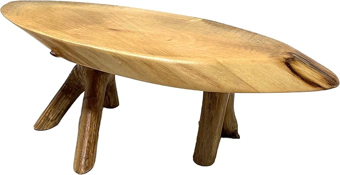 TJ Global Rustic Small Long Wood Slice Plant Stand, Mini Wooden Stool Vase Stand, Display Stand, Perfect for Home Decor in Any Room Office Garden L8.75 x W3.75 x H2.75 (1 Stand)