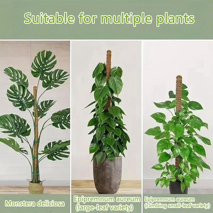 Moss Pole,47 Inch Monstera Plant Support, Upgraded 7mm Aluminum core Moss Poles for Climbing Indoor Plants DIY, Coco Coir Plant Pole Moss Plant Stick Support Stake Kit for Potted Plants Pothos