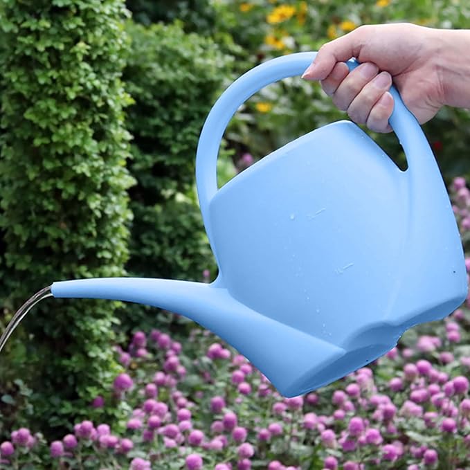 2024 New Plant Watering Can - Watering Can 1 Gallon Long Spout Watering Can, Flower Patterns Indoor Watering Can with Comfortable Handle Plastic Watering Can Outdoor for Garden Plants (Sky Blue)
