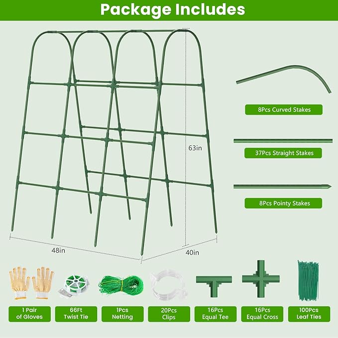 Cucumber Trellis for Raised Bed, U-Shape Garden Trellis for Climbing Plants Outdoor, Metal Arch Vegetables Trellis, Plant Support for Grape Vine Beans Squash Peas Flower